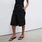 Elastic Drawstring Cargo Bermuda Shorts Women Multi Pocket Loose Wide Leg Knee Length Baggy Capri Culottes Y2KStreetwear