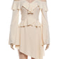 Ruffled Patchwork Dress Women Sexy Simple Slash Neck Bandages Puff Sleeve Irregular Hem Fashion Party Club Bodycon