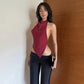 Lace Up Backless Halter Tops Going Out Sexy Asymmetrical Tanks Top Fashion 2026 Summer Clothes for Woman