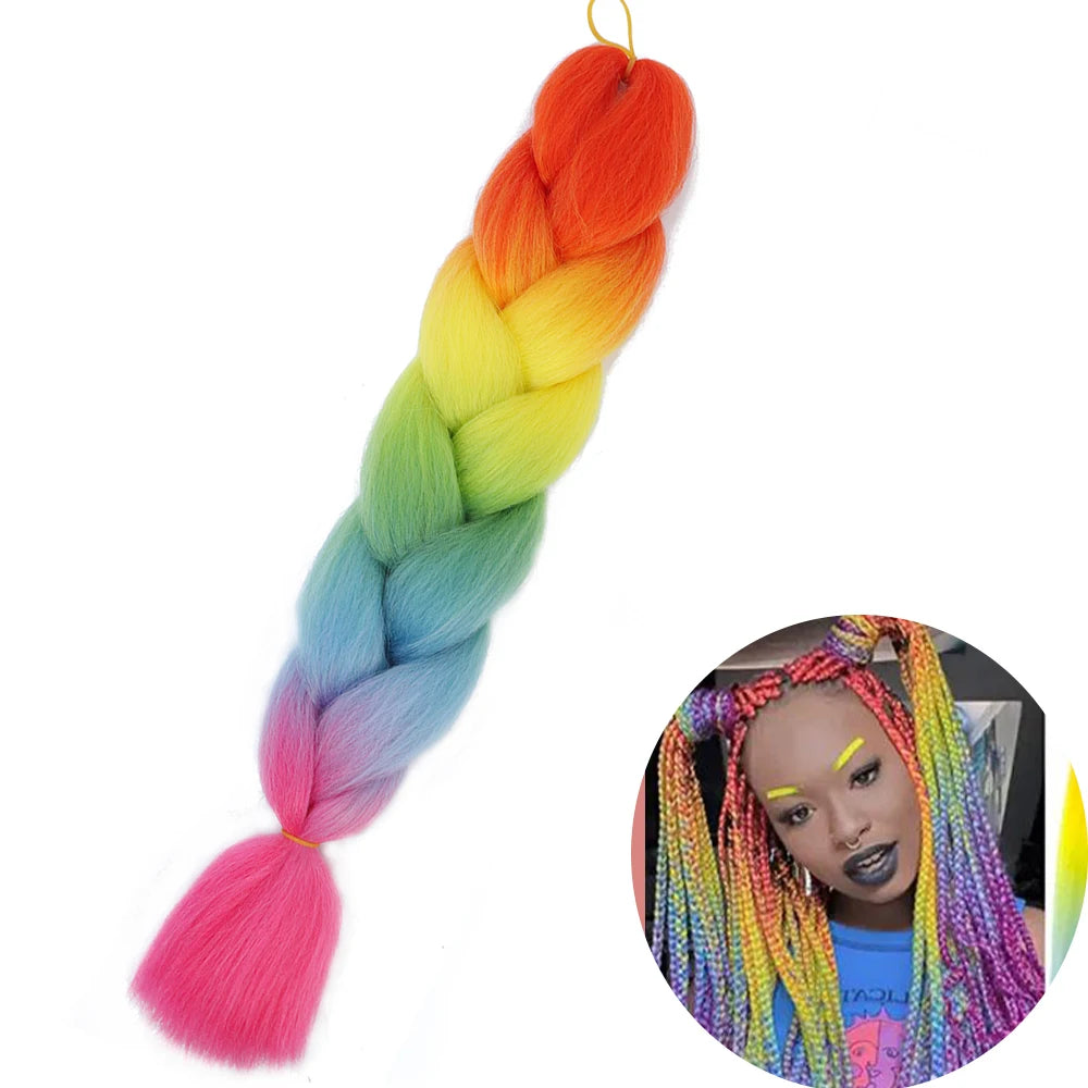 Synthetic Jumbo Braiding Hair Extension 24 Inch Heat Resistant Fiber In Bulk Ombre Jumbo Braids Hair For Black Women