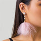 Romantic Long Tassel Fluffy Feather Drop Earrings for Women Wed Elegant Boho Imitation Pearl Dangle Earring Y2K Jewelry