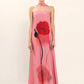 Elegant Print Sexy Maxi Dress Women Gown Fashion Scarf Collar Off-shoulder Sleeveless Backless Club Party Long Dress