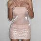 Patchwork Mesh Dress Women Wrap Chest Sequin Shiny Sleeveless Summer Hottie Party Chic Midnight Classic Mini Bodycon