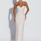 Lace Strapless Mermaid Maxi Dress Women Sweetheart Neck Sheer Mesh Bodycon Long Gown Evening Party Cocktail Vestidos