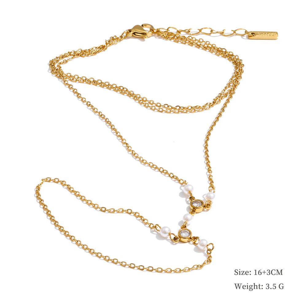 Trendy Stainless Steel Zircon Beads Back of Hand Chain Finger Bracelet Fashion Chic Sexy Jewelry Waterproof Wholesale Gift