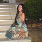 Multi-animal Print Halterneck Mini Dress with Long Flared Sleeves Fashion 2026 Fall Dresses for Women