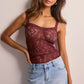 Aesthetic Slim Fit Camis Retro Floral Lace Sheer Crop Tops Cottage Grunge Sleeveless Shirt Vest Y2k Vintage Tank Tops