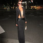 Sexy Black Long Sleeve Maxi Dresses Club Outfits for Woman Clothes Deep V Neck Hollow Backless Dress