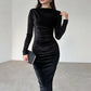 Elegant Velvet Long Sleeve Sexy Maxi Dress For Women Autumn Winter New Fashion O Neck Bodycon Club Party Long Dress
