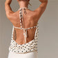 Women’s Satin Halter Tank Tops Summer Fashionable Dot Print Cowl Neck Backless Going Out Vest Party Club Rave Outfit