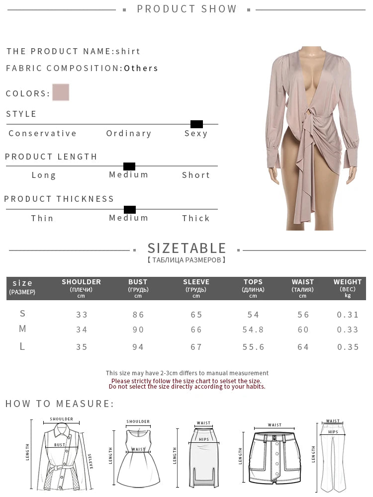 Mesh Tassel Decoration T-Shirts Woman Sexy Deep V-Neck Backless Full Sleeve Irregular Shape High Street Fashion Style Tees