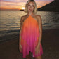 Gradient Print Backless Halter Mini Dress Sexy Summer Beach Vacation Outfits for Woman Clothing