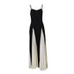 Black Patchwork Elegant Fit and Flared Dresses Woman Clothing Sleeveless Long Maxi Dress Party Evening Gown