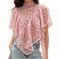 Y2K Fairy Mesh See Through Casual High Neck Looseshawls Women Floral Lace Embroidery Shawl Tops Asymmetrical Streetwear