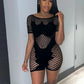 Hollow Patchwork Playsuit Women Sexy Exposed Coquette Summer Trend Skinny Hottie Midnight Club Party Stretch Romper
