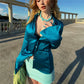 Women Glossy Satin Slim Fit Shirt Lapel Collar Long Sleeve Flared Cuff Button‑Down Blouse Silky Elegant Party Daily Tops
