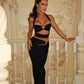 Cutout Halter Top and Long Skirt 2 Piece Set Elegant Summer Outfit Woman 2025 Sexy Black Party Dress Set