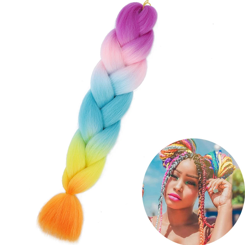 Synthetic Jumbo Braiding Hair Extension 24 Inch Heat Resistant Fiber In Bulk Ombre Jumbo Braids Hair For Black Women