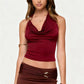 Sexy Women's Halter Neck Tops Sleeveless Open Back Slim Fit Metal Clasp Front Tank Tops Summer Party Club Shirts