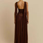 Deep V Neck Backless Sexy Maxi Dress Women Elegant Sleeveless Backless Bodycon Pleated Club Party Long Dress Female