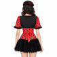 Womens Halloween Ladybug Cosplay Costume Polka Dot Puff Sleeve Tutu Mini Dress Maid Apron and Hat Carnival Fancy Dress