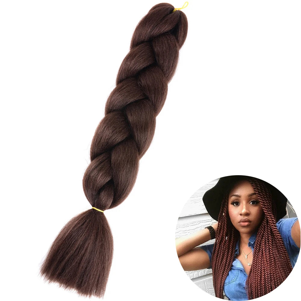 Synthetic Jumbo Braiding Hair Extension 24 Inch Heat Resistant Fiber In Bulk Ombre Jumbo Braids Hair For Black Women