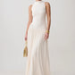 Women Sleeveless High Neck Sexy Maxi Dress Pleated Long Dress Elegant Drop Waist Club Party Evening Long Dresses