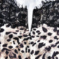Leopard Print Satin Lace Patchwork Evening Dresses 2026 Sexy Elegant Halter Backless Maxi Dress