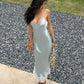 Patchwork Satin Lace Maxi Dress Women Low-Neck Sleeveless Skinny Elegant Vacation Prom Party Classic Chic Vestidos