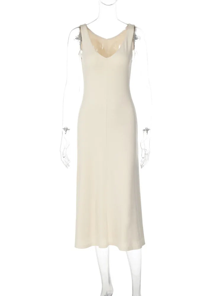 Women V Neck Cap Sleeve Sexy Midi Dress Solid Slim Fit Flared A Line Dress Elegant Wedding Guest Party Casual Dress