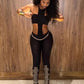Sexy Backless 2 Piece Set Women Stretch Tube Top+Skinny Halter Jumpsuit Fitness Street Matching Party Club Overalls