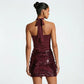 Halter Neck Sequins Mini Dress Woman for Birthday Pictures Sexy Party Dresses Club Wear