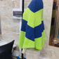 Women Fuzzy Knit Poncho Sweater Round Neck Color Block Striped Cape Fluffy Oversized Pullover Shawl Wrap Winter Cover Up
