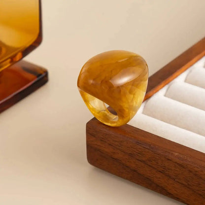 Women's Y2K Boho Multicolored Resin Big Finger Ring Trendy Irregular Knuckle Aesthetic Party Jewelry