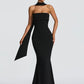 Off-shoulder Strapless Sexy Maxi Dress Women Gown Scarf Collar Sleeveless Backless Bodycon Club Party Evening Dresses