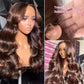 200Density HD Chocolate Brown Body Wave 13x6 13x4 Lace Frontal Remy Human Hair Wig For Women