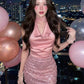Chic Sweet 2-Piece Set Women Swing Collar Halter Tassel Solid Vest+Fake Diamond Sticker Skirt Summer Fashion Party Suit
