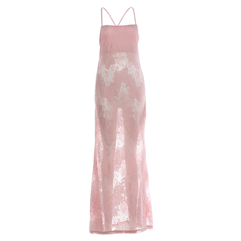 Cross Backless Jacquard Dress Women Sexy See Through Low-Neck Sleeveless Fashion Elegant Vacation Party Club Bodycon