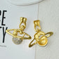 Sparkling Alloy Plated Saturn Planet Dangle Earrings for Women Jewelry Fashion Show Ladys' Statement Earrings Accessory