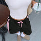 Women Side Striped Capri Sweatpants Elastic Drawstring Waist Loose Fit Casual Cropped Jogger Pants Street Daily Wear