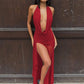 Mesh Splicing Deep V Neck Backless Split Long Dresses Black Sexy Birthday Party Dress 2026 Woman Clothing