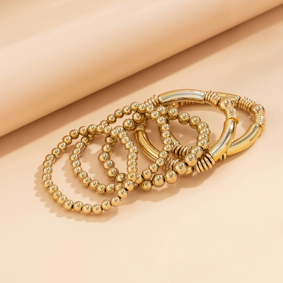 Exaggerated Punk Big Ball Chain Bracelets Women Vintage Chunky Round Beads Elastic Bangle Grunge Couple Jewelry Steampunk Men