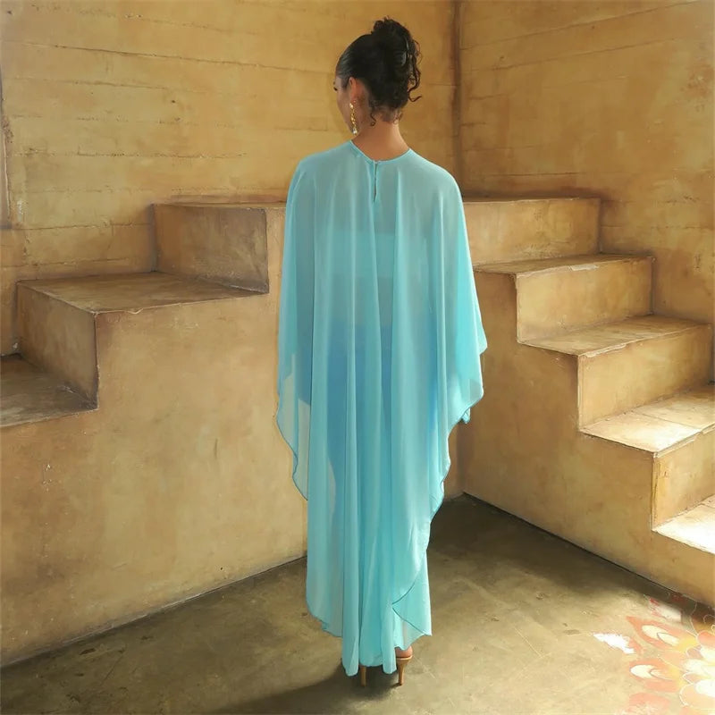 Chiffon Shawl Cape for Women High Low Flowy Shawl Wraps Capelets for Evening Dress Cover Up Poncho Wedding Party