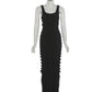 Fashion Hollow Dress Women Trend Elegant Patchwork Backless Sleeveless Stretch Sexy Evening Party Club Long Bodycon