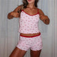 Floral/Dot Pajama Sets for Women Slim Fit Spaghetti Strap Sleeveless Cami Tops with Low Waist Shorts Soft Sleepwear