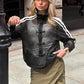 Y2K Sheer Mesh Jacket Stand Collar Zip Up Chinese Frog Buttons Side Striped Long Sleeve Loose Street Casual Outerwear