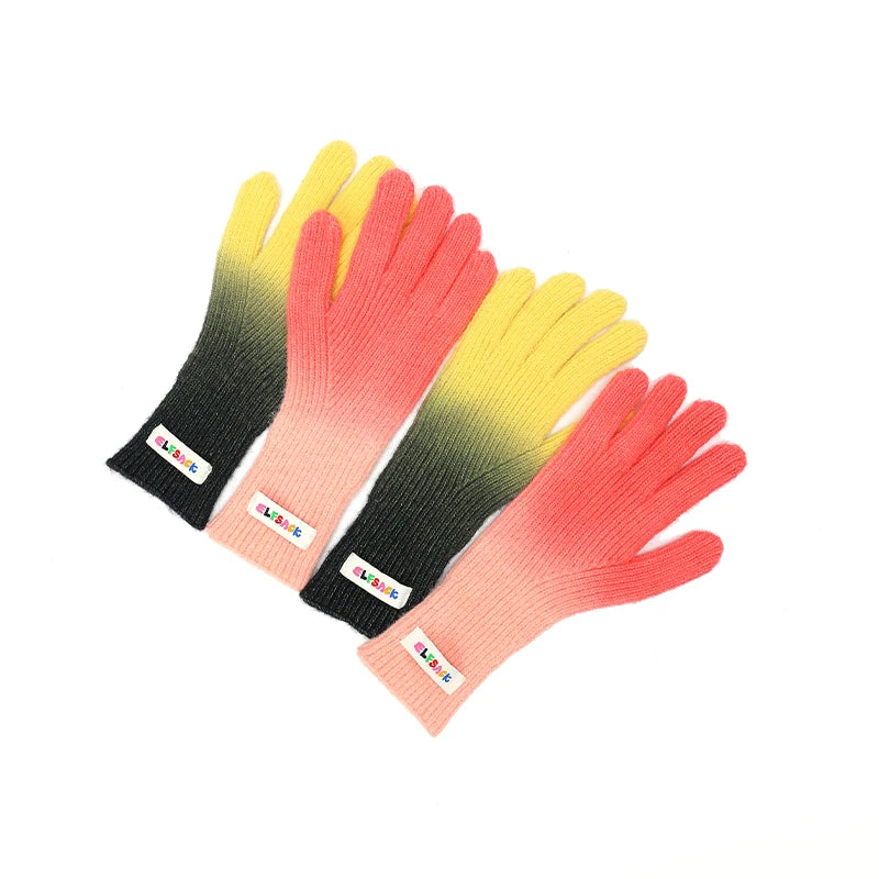 2025 Winter New Arrivals Gradient-colored Rubber-coated Casual Gloves For Woman