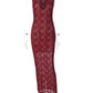 Lace Sleeveless Sexy Maxi Dress Women Gown Elegant Hollow Out Half High Collar Split Bodycon Club Party Long Dresses