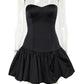 Off-shoulder Backless Sexy Mini Dress For Women Robe Fashion Solid Strapless Sleeveless A-line Slim Sexy Club Dress
