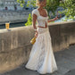 Women Y2K 2 Piece Set White Lace Patchwork Off Shoulder Short Sleeve Crop Top With Long Skirt Summer Vacation Streetwear